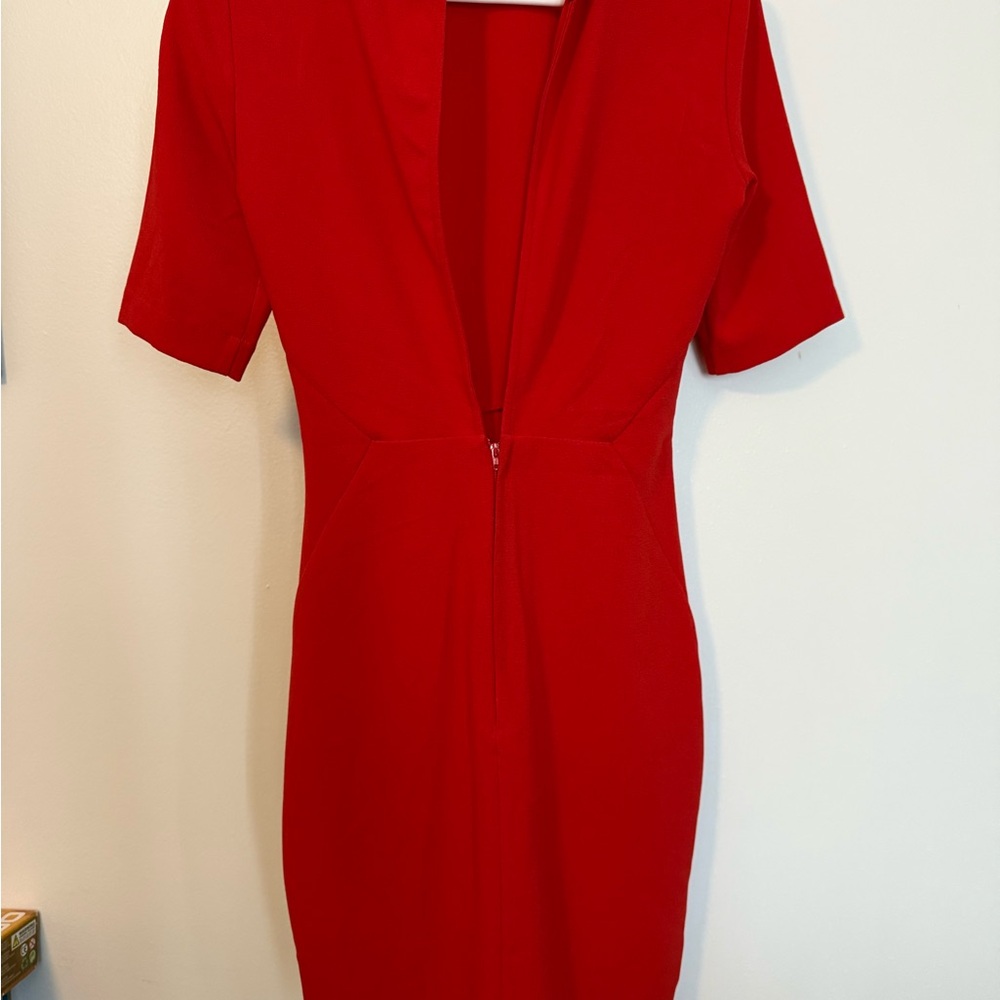 H&M Vibrant Red Partial Open Back Dress Sz 4